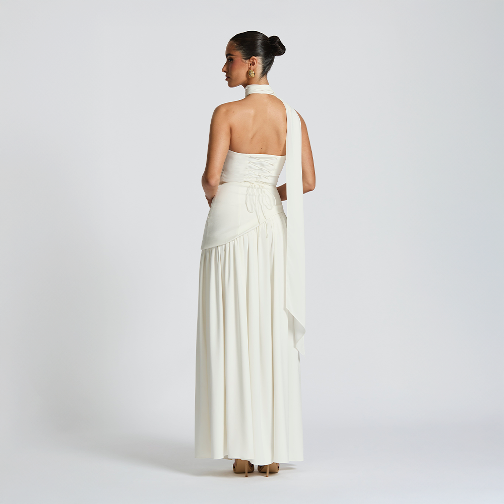Strapless Dress with Asymmetric Hem and High Slit