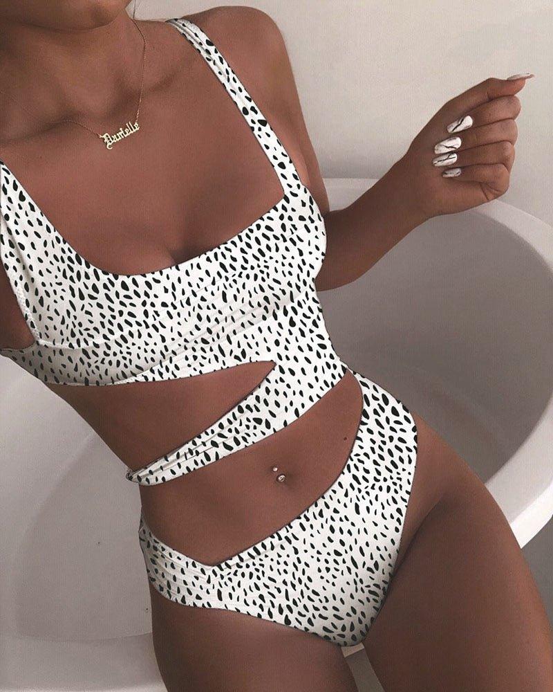 Women's Halter Neck Swimsuit with Cutout Detail