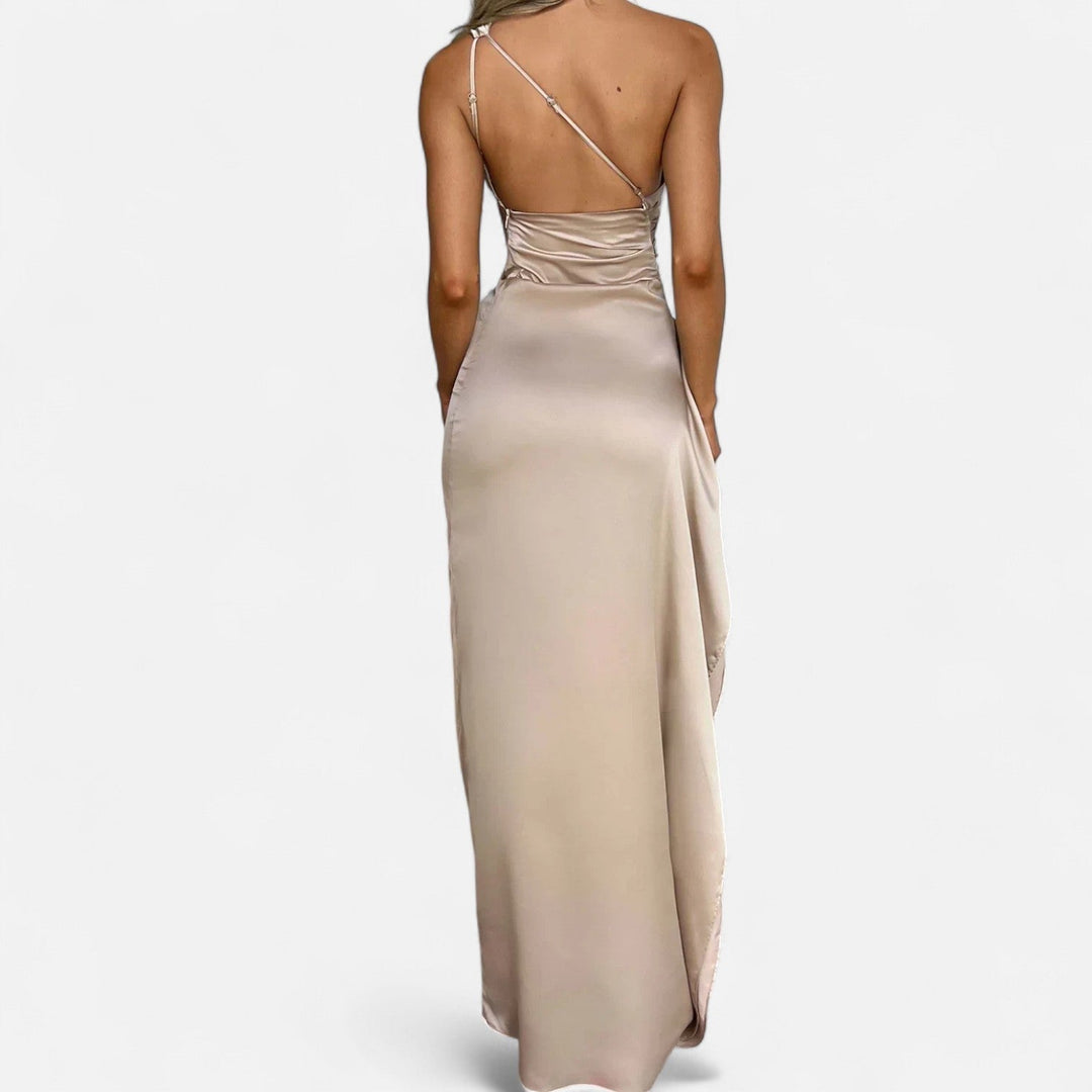 Women's Full-Length Dress with Asymmetric Hem