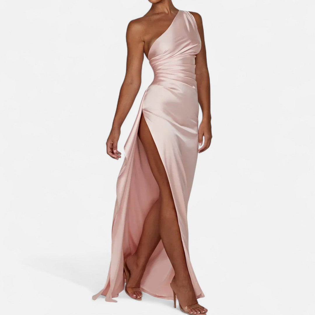 Women's Full-Length Dress with Asymmetric Hem