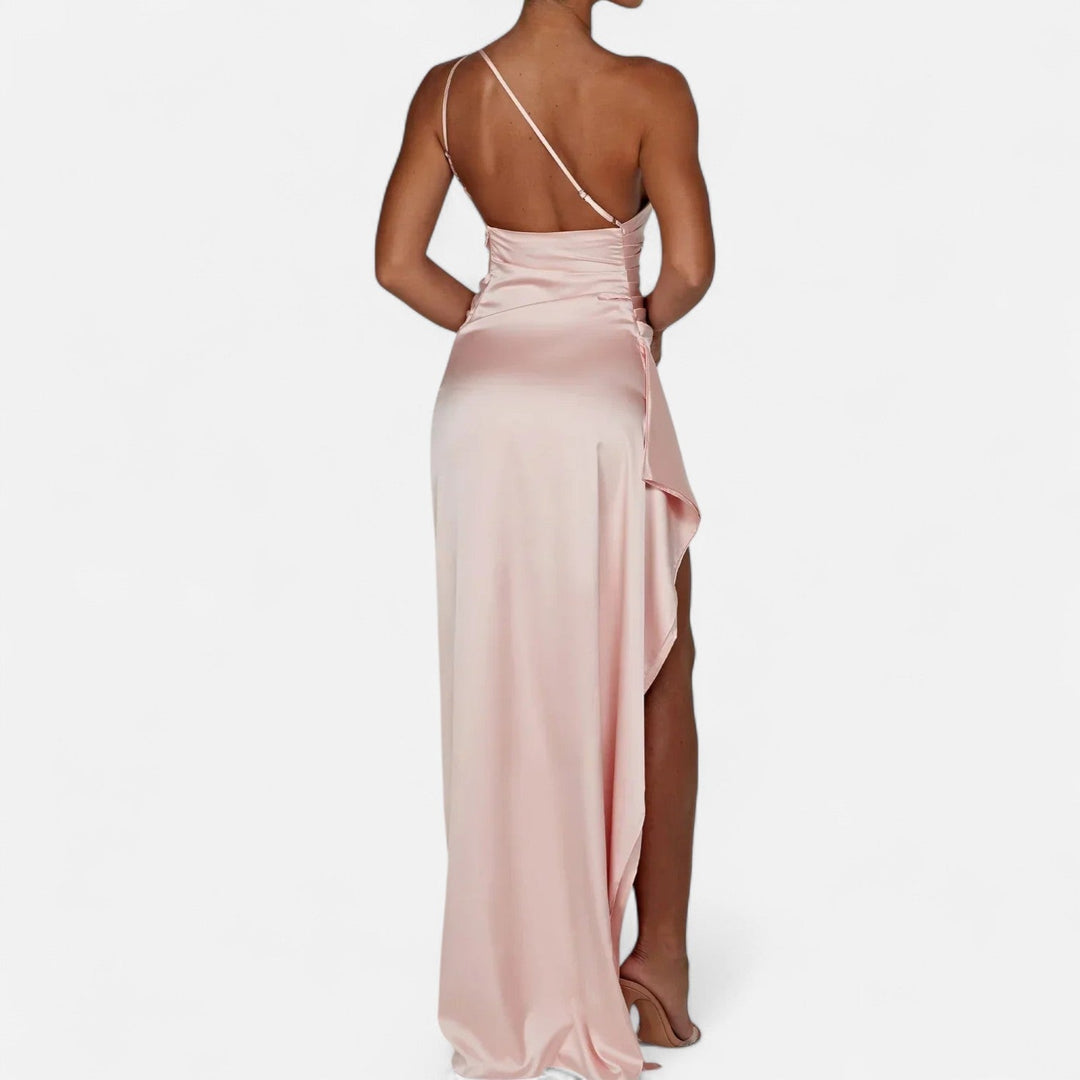 Women's Full-Length Dress with Asymmetric Hem