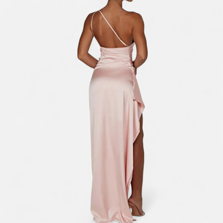 Women's Full-Length Dress with Asymmetric Hem