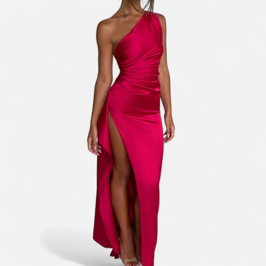 Women's Full-Length Dress with Asymmetric Hem