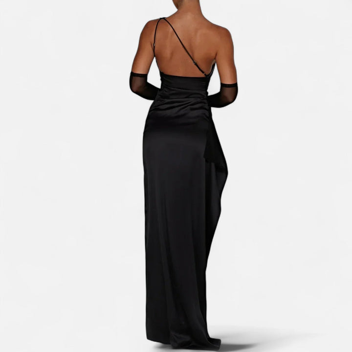 Women's Full-Length Dress with Asymmetric Hem