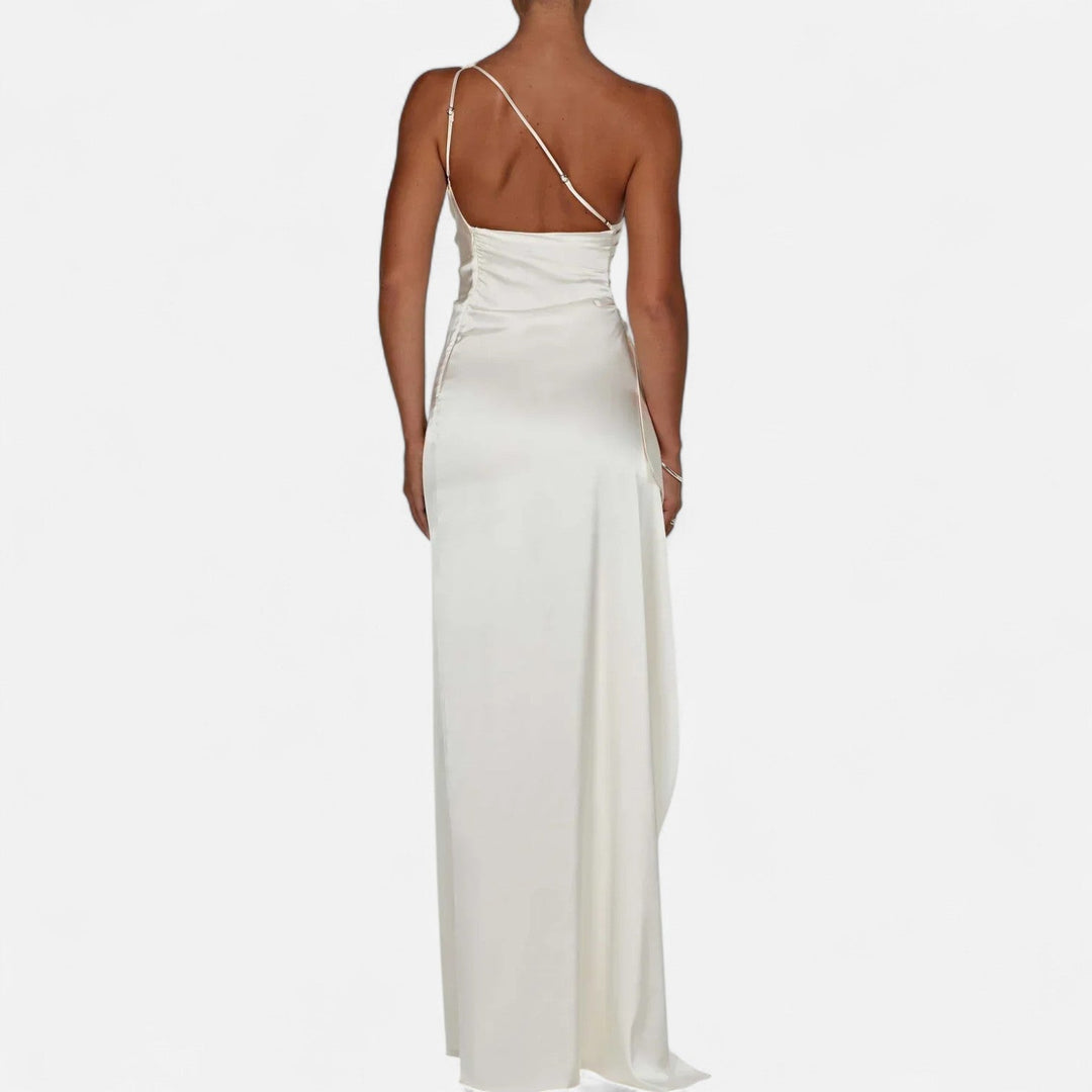 Women's Full-Length Dress with Asymmetric Hem