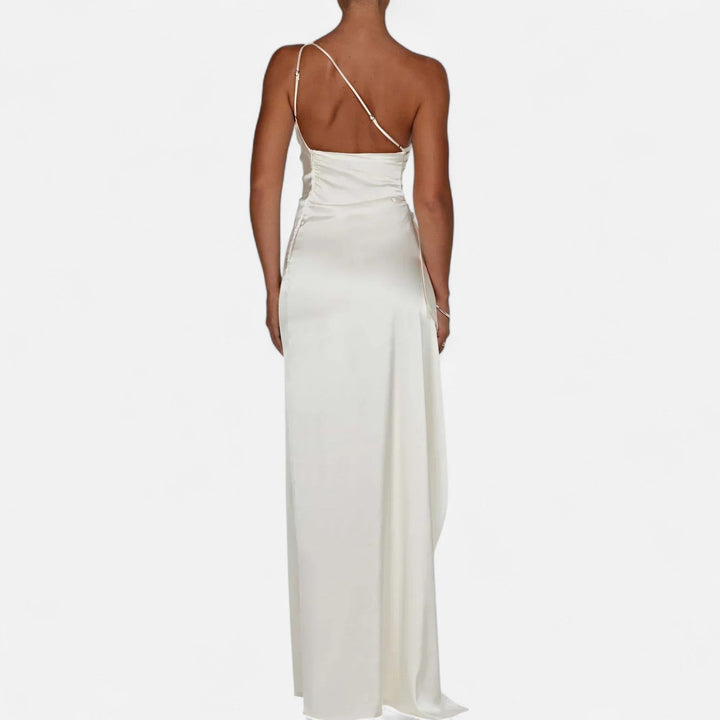 Women's Full-Length Dress with Asymmetric Hem