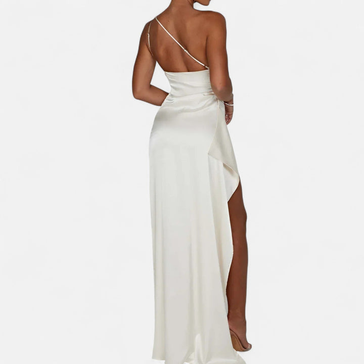Women's Full-Length Dress with Asymmetric Hem