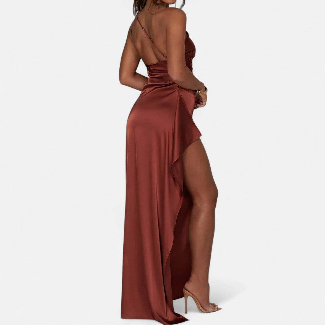 Women's Full-Length Dress with Asymmetric Hem