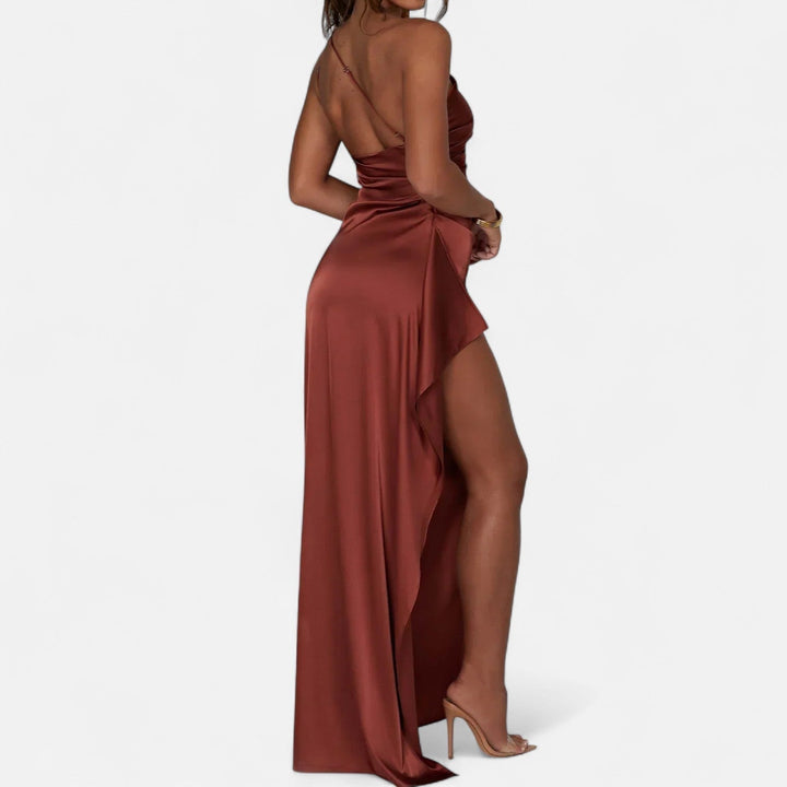 Women's Full-Length Dress with Asymmetric Hem