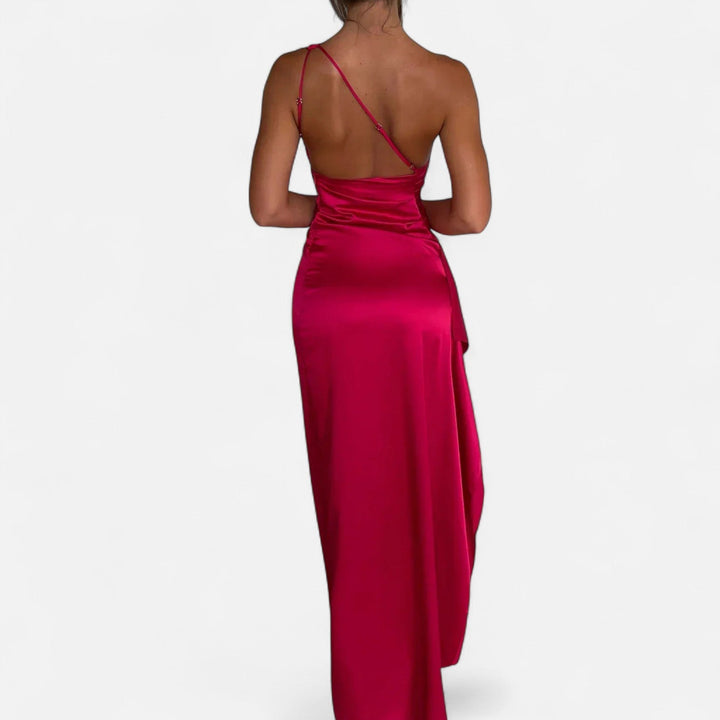 Women's Full-Length Dress with Asymmetric Hem