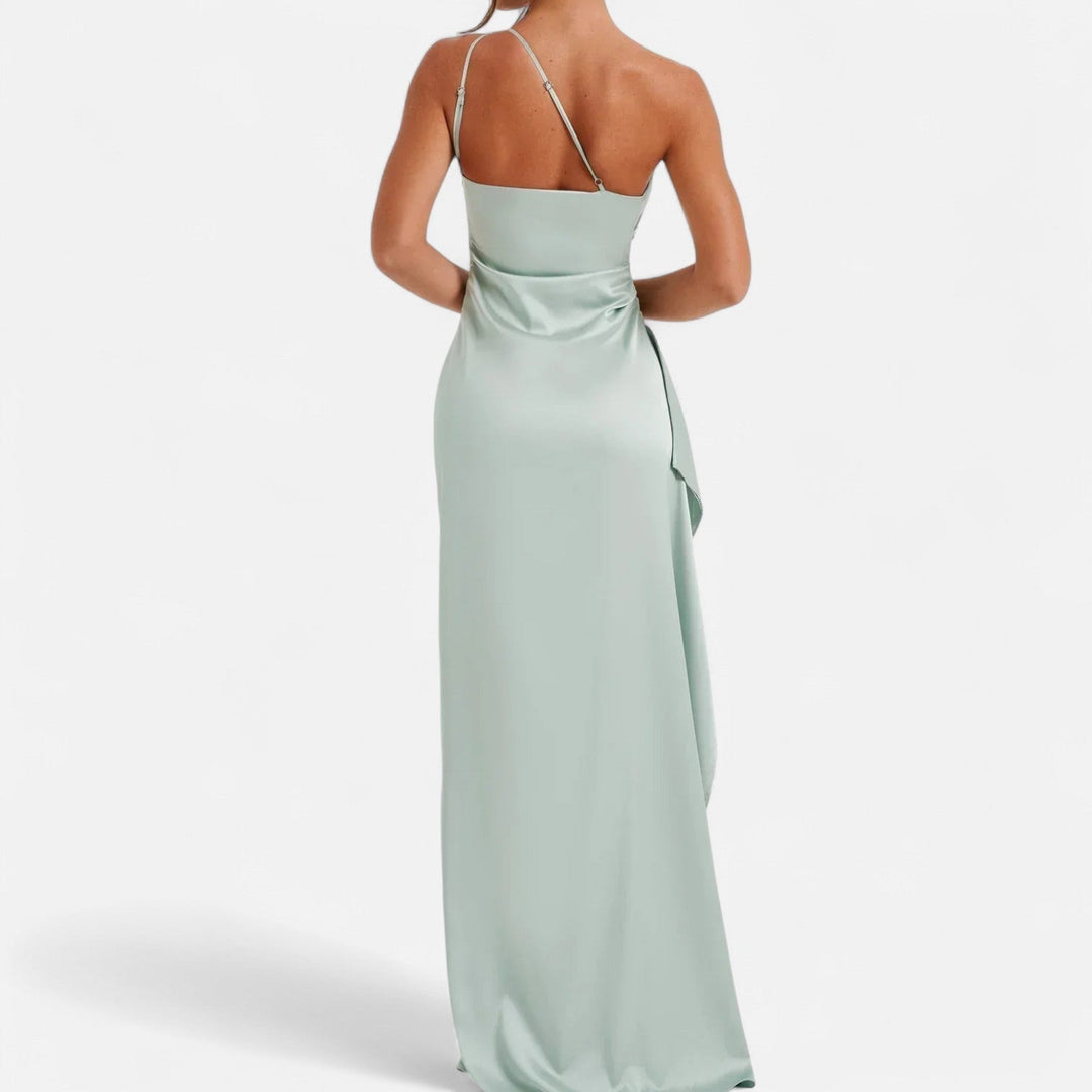 Women's Full-Length Dress with Asymmetric Hem