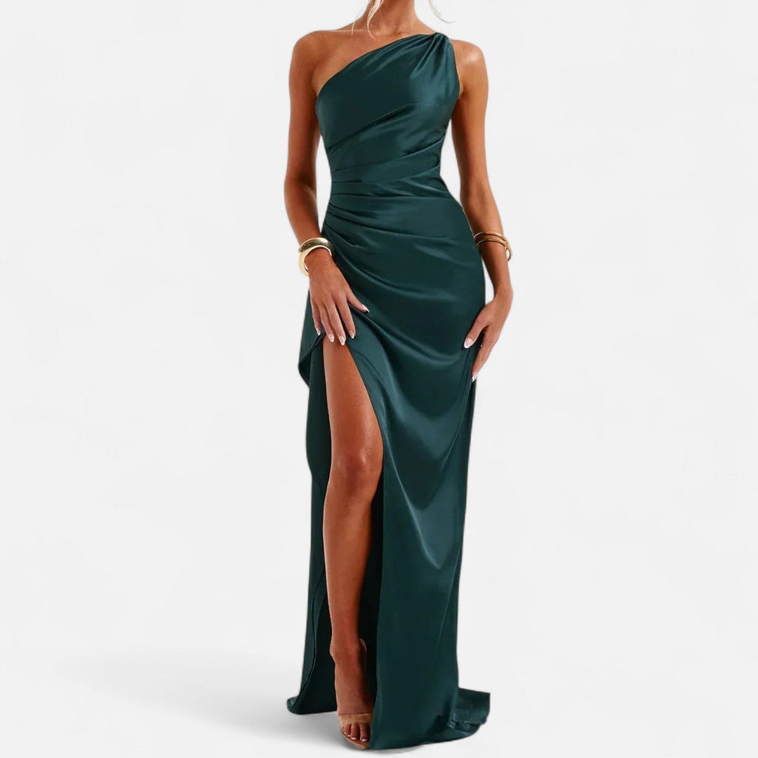 Women's Full-Length Dress with Asymmetric Hem
