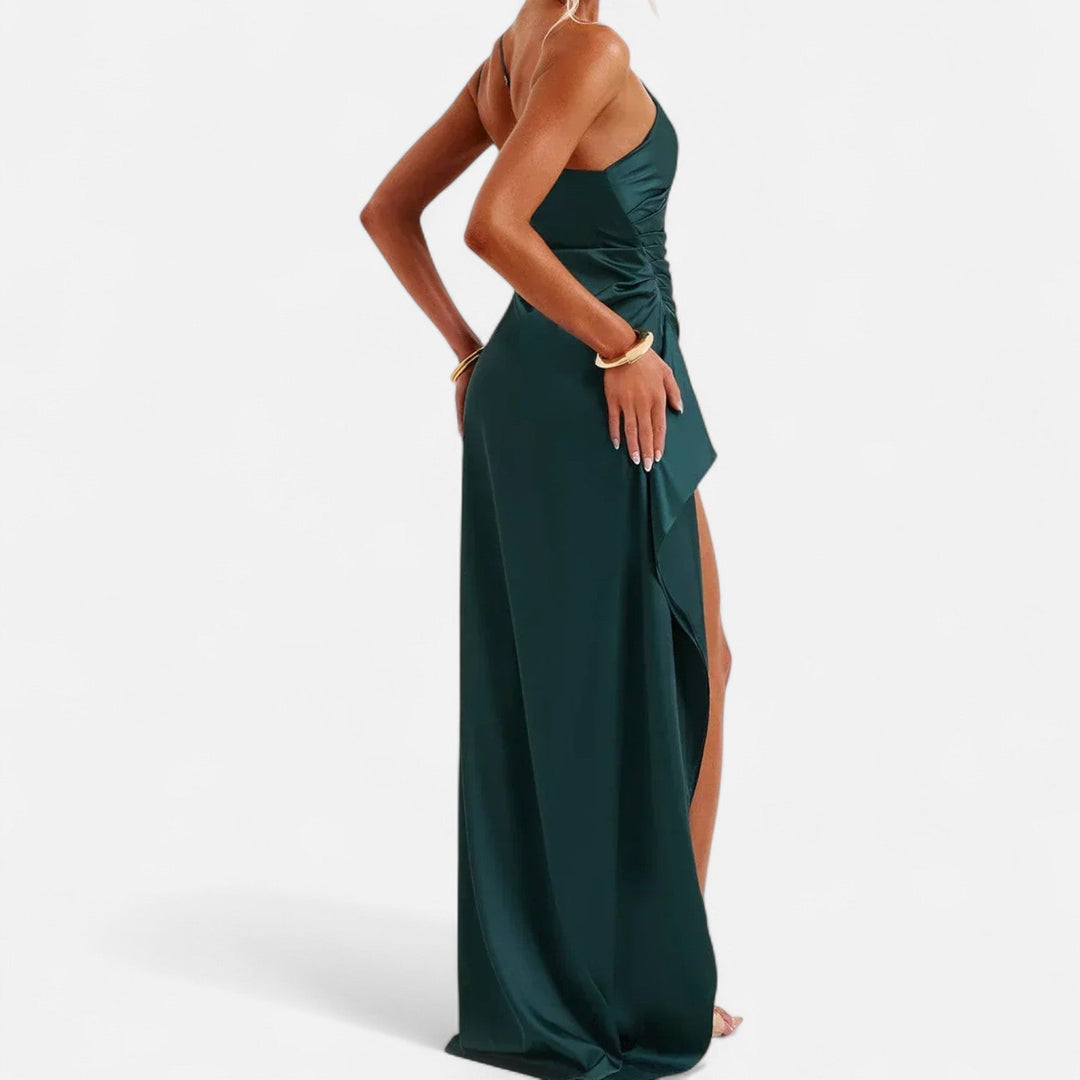 Women's Full-Length Dress with Asymmetric Hem